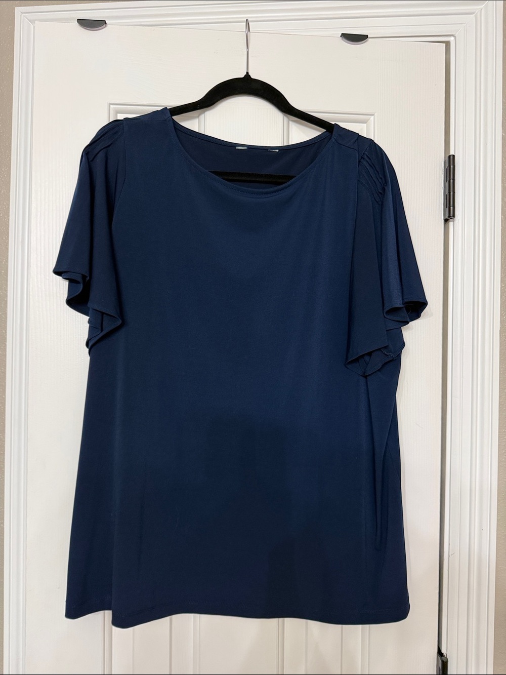 LOFT Navy Flutter-Sleeve Blouse
